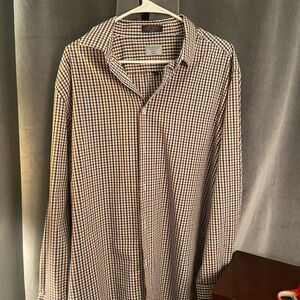 Classic Checkered Button-Down Shirt - Brown and White